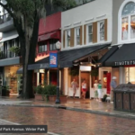 scene storefronts along park avenue winter park