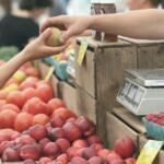 brown bag with purchase at market