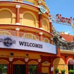 entrance and sign to Hard Rock Cafe entertainment center in Orlando FL