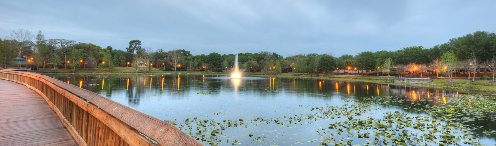 fountain at Lake Lilly Park in Maitland