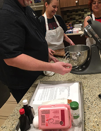 Chef setting up mixer